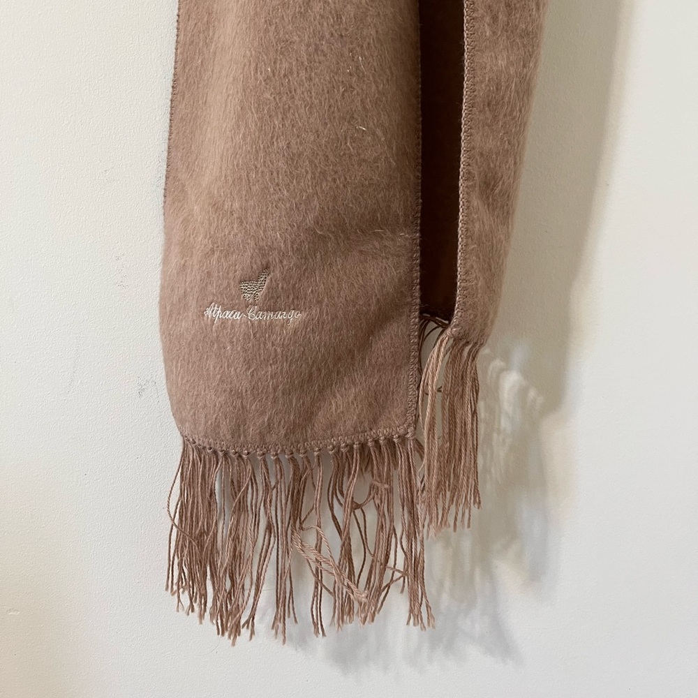 Alpaca Camargo Camel Alpaca Fringe Scarf - Picture 5 of 8